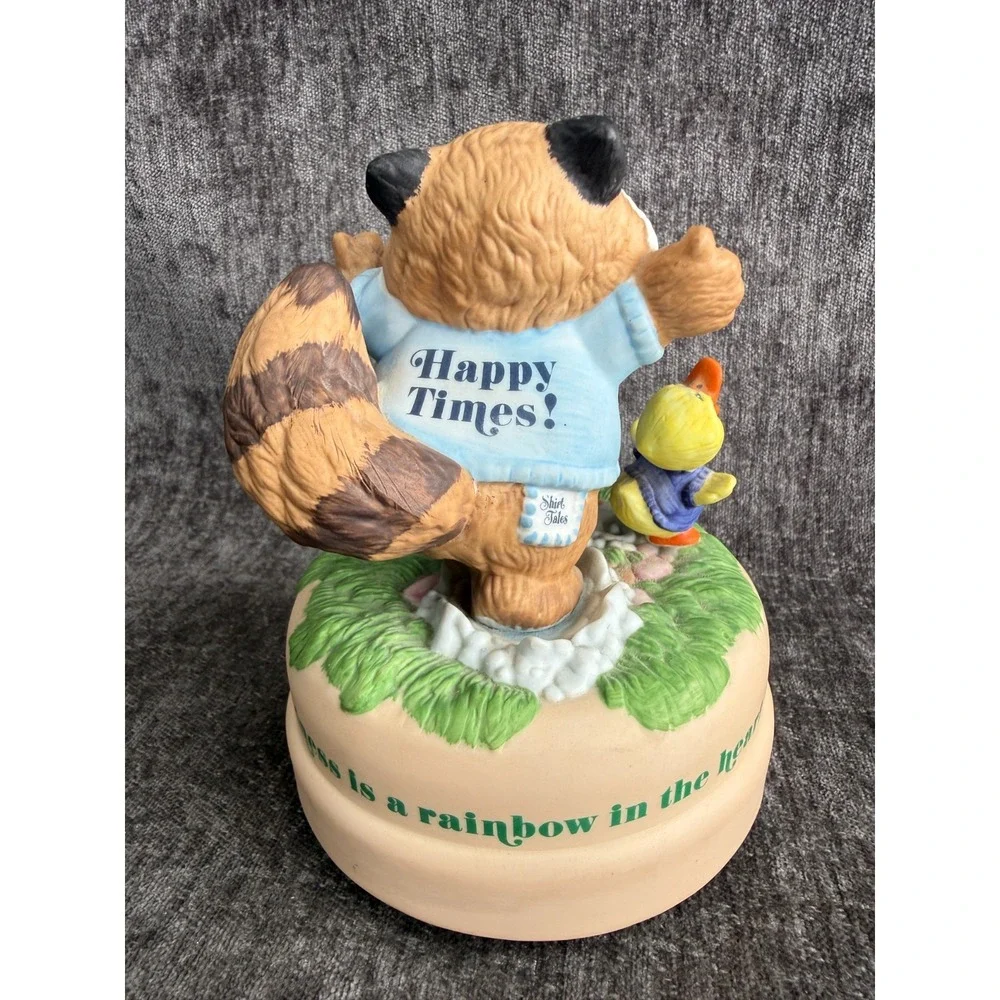 VTG Hallmark Shirt Tales Rick Raccoon Digby Duck Music Box Happiness Is Rainbow